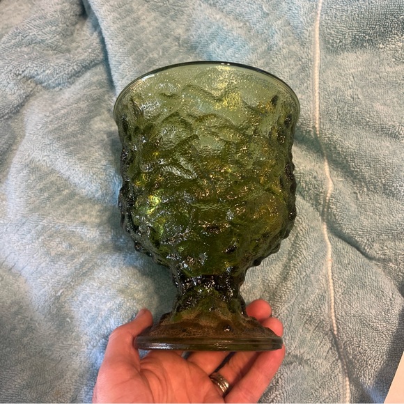 Vintage EO Brody Co Green Goblet Candy Dish Bowl Vase Planter Crinkle Glass - Picture 4 of 4